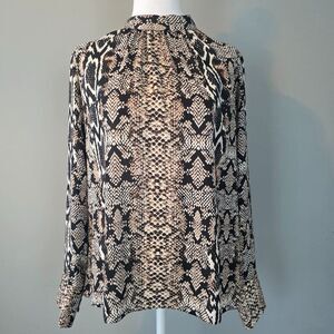 Dunnes UK Long Sleeve Snake Print Blouse Sz14 Glam Punk Indie Goth Grunge Trend